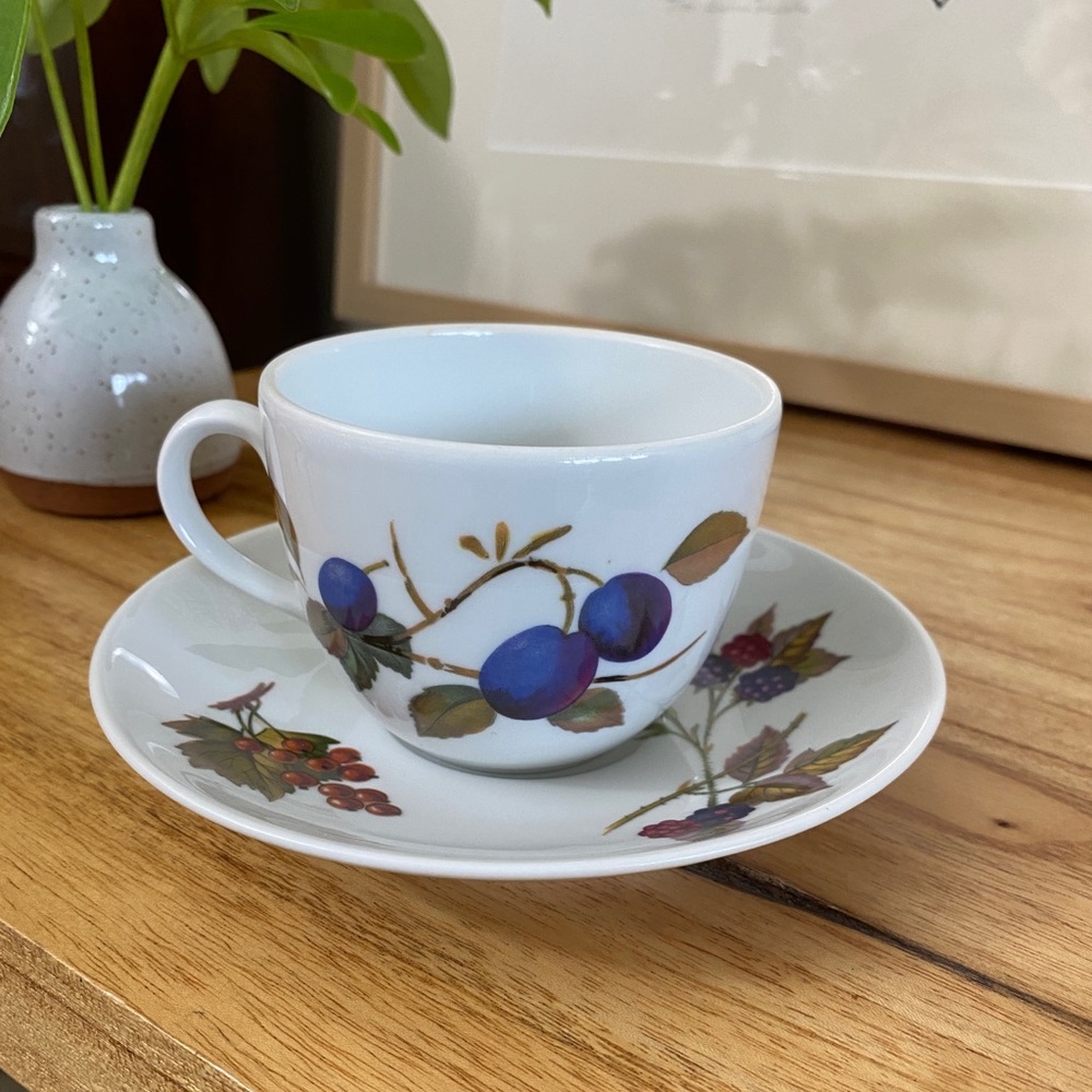 Royal Worcester Evesham M cup and saucer
